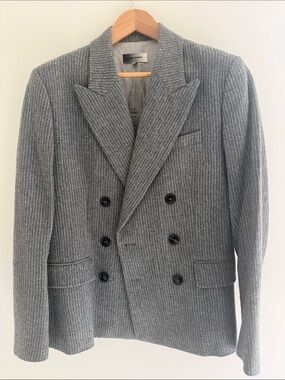 Isabel Marant Double-Breasted Pinstripe Gray Blazer
